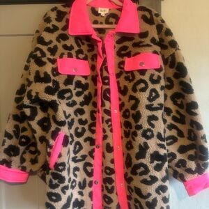 BiBi Neon Pink and Leopard Print Jacket